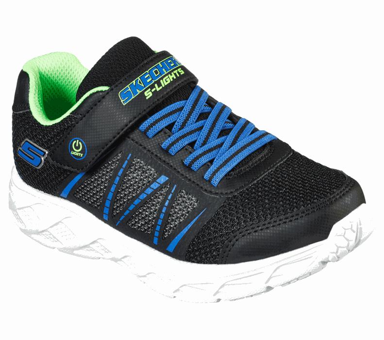 Skechers S Lights: Dynamic-Flash - Boys Sneakers Black/Light Green [AU-YC9739]